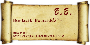 Bentsik Bozsidár névjegykártya